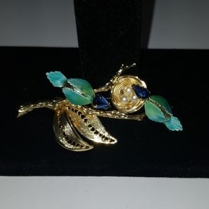 Vintage branch & bird brooch